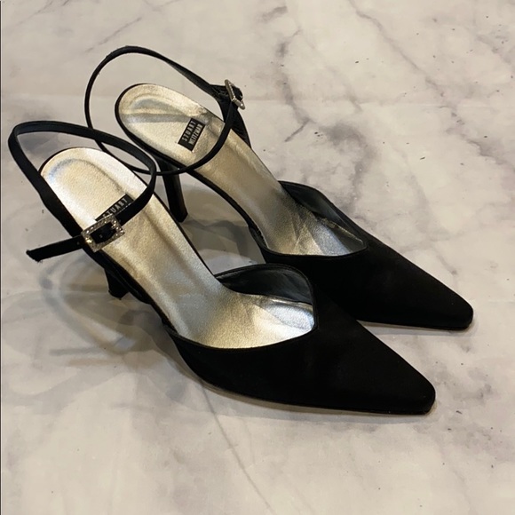 Stuart Weizmann Elegant Evening Satin Pointed Toe Embellished Heels - Picture 11 of 11
